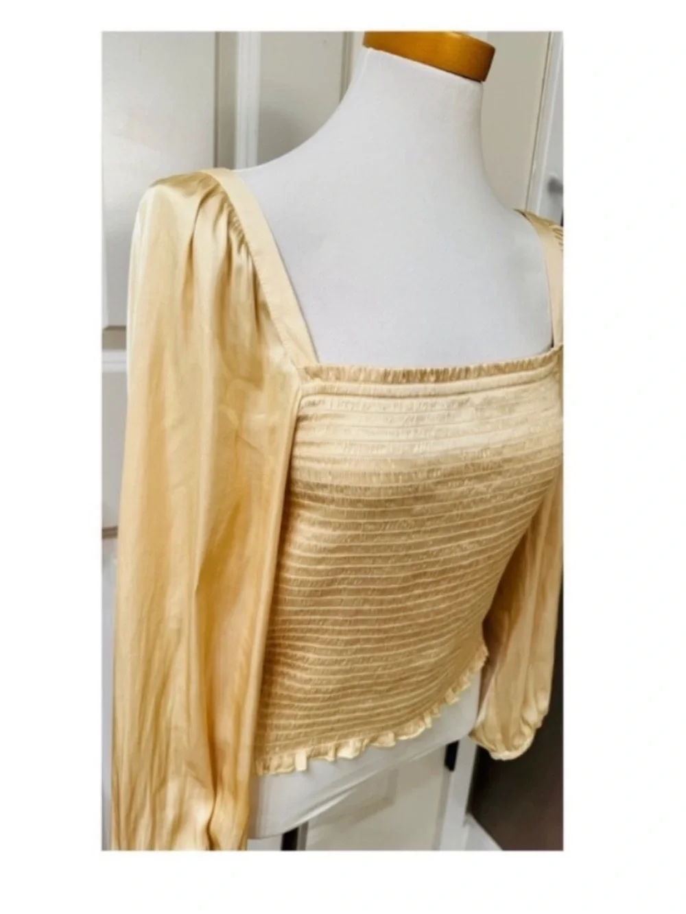J.Crew Squareneck Smocked Satin Top